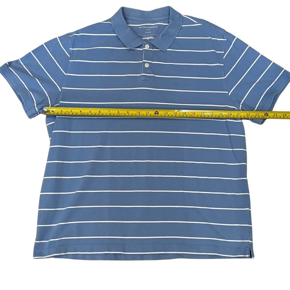 Banana Republic Men's Polo in Blue with White Stripes Size XL - Picture 4 of 8